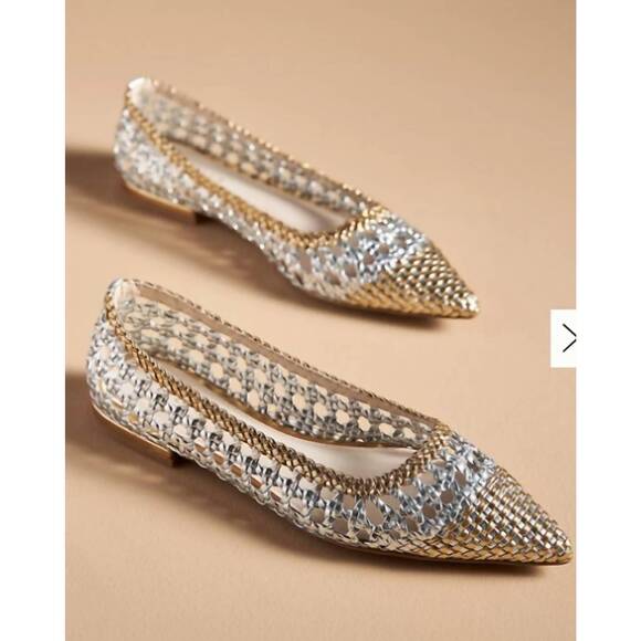 CECELIA NEW YORK Shoes - NEW CECELIA NEW YORK women's brie woven flat shoes in sliver/gold